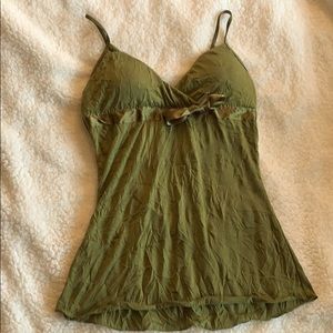 Olive Empire Waist Tank Top with Built In Bra